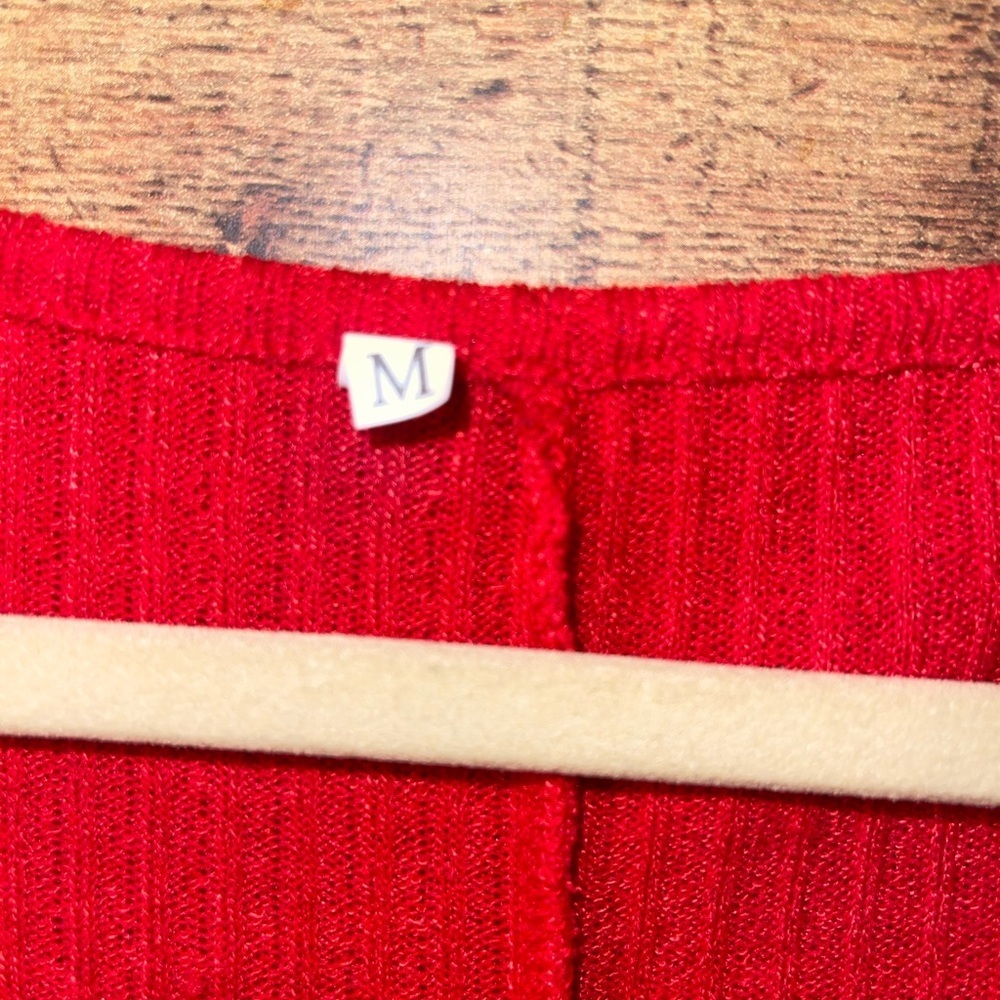 Classic Bombshell Red Ribbed Sweater Dress - Picture 3 of 5